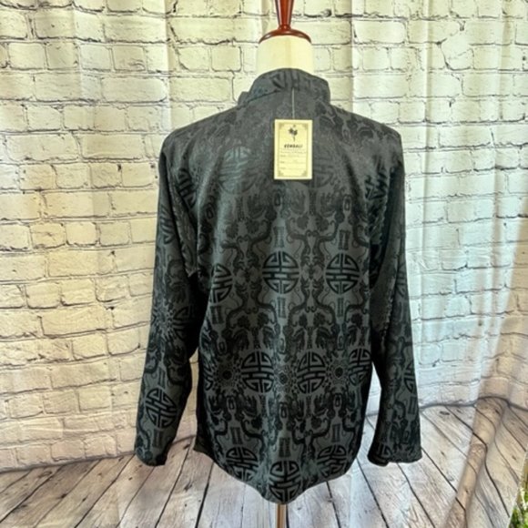 Reversible Silk Mandarin Jacket Purple & Black – Handmade in Nepal Size Medium - Picture 5 of 11